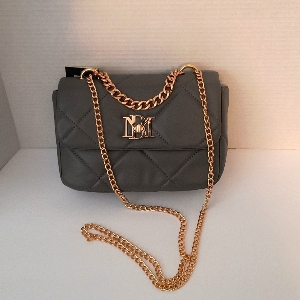 Badgley Mishka Vegan Leather Small Chain Crossbody Bag Gray